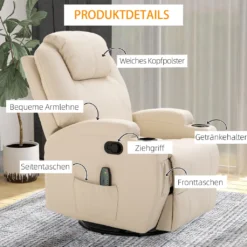 HOMCOM Massagesessel Relaxsessel Fernsehsessel Massagefunktion 5 Massage-Modi Liegefunktion Kunstleder Holz Metall Schaumstoff Cremeweiß 84 X 92 X 109 Cm 20 HOMCOM Massagesessel Relaxsessel Fernsehsessel Massagefunktion 5 Massage-Modi Liegefunktion Kunstleder Holz Metall Schaumstoff Cremeweiß 84 X 92 X 109 Cm -Homcom 19c9fead335adafd4d63f90df5bd0567