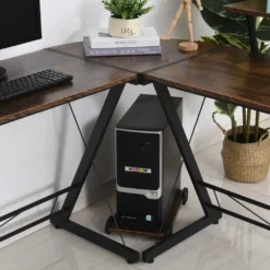 HOMCOM Computertisch, Eckschreibtisch, Schreibtisch, Bürotisch, Spanplatte+Metall, Vintagebraun-Schwarz, 155 X 115 X 91,5 Cm -Homcom 1a2a9d3cf412b23f7ad92dc89c7bafd3