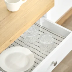 HOMCOM Küchenwagen Küchenrollwagen Servierwagen Mit Einer Schublade Geschlossenen Schrank Regalboden Und Handtuchhalter 4 Lenkrollen MDF Gummiholz Weiß+Eiche 63,5 X 40 X 90 Cm 16 HOMCOM Küchenwagen Küchenrollwagen Servierwagen Mit Einer Schublade Geschlossenen Schrank Regalboden Und Handtuchhalter 4 Lenkrollen MDF Gummiholz Weiß+Eiche 63,5 X 40 X 90 Cm -Homcom 1a8c3fb35aa3181dc989edc0c01c1597