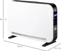 HOMCOM Heizgerät Heizlüfter 2180 W Elektroheizer LED-Licht Mit 3 Stufen Warm 24-Stunden-Timer Heizer Heizung Wärme Stahl Kunststoff Weiß 60 X 18,5 X 39,5 Cm -Homcom 1b8bbe6420d81d2be6b5792a118ab643