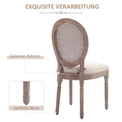 HOMCOM Esszimmerstuhl Küchenstuhl Polsterstuhl In Leinen-Optik Wohnzimmerstuhl Mit Rückenlehne Aus Rattan Vintage Retro Beige 50 X 54,5 X 97 Cm -Homcom 1bbd240c1084ab93864a6b19e8b3c751