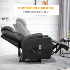 HOMCOM Massagesessel Relaxsessel Fernsehsessel Massagefunktion Liegefunktion Kunstleder Holz Metall Schaumstoff Schwarz 82 X 97 X 110 Cm -Homcom 1cf9156ed7a07fe49810fafadfa00c88