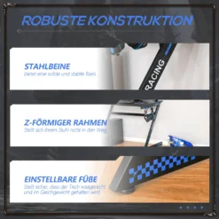 HOMCOM Computertisch Gaming Tisch PC Tisch Computer Ergonomisch Verstellbar Höhe Stahl MDF Schwarz 100L X 60B X 75H Cm 16 HOMCOM Computertisch Gaming Tisch PC Tisch Computer Ergonomisch Verstellbar Höhe Stahl MDF Schwarz 100L X 60B X 75H Cm -Homcom 1d2362558550bd98003262c355b7ec37