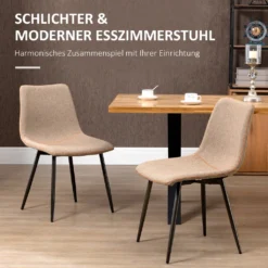 HOMCOM 2er Set Esszimmerstühle Küchenstuhl Essstühle Wohnzimmerstühle Polsterstühle Armlos Ergonomisch Im Skandi-Design Bezug Aus Leinen Stahl Hellbraun 47,5 X 55,5 X 77,5 Cm 14 HOMCOM 2er Set Esszimmerstühle Küchenstuhl Essstühle Wohnzimmerstühle Polsterstühle Armlos Ergonomisch Im Skandi-Design Bezug Aus Leinen Stahl Hellbraun 47,5 X 55,5 X 77,5 Cm -Homcom 1d3f158173419e7658e93be650ac1456