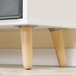 HOMCOM Garderobenständer Kleiderschrank Mit 3 Haken Schulbladen Garderobe Kleiderständer Mit Nordisches Design Für Schlafzimmer Eingangsbereich Mit Kippschutz Spanholz Weiß+Grau 61 X 29,6 X 132 Cm -Homcom 1dcdc79674de79930d38cdcfd5de475b