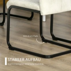 HOMCOM 4er Set Freischwinger Esszimmerstühle Stuhl Küchenstühle Mit Griffmulde Und Metallgestell Schwingstühle Für Esszimmer Modernes Design Polyester Stahl Beige 44 X 58 X 99 Cm 14 HOMCOM 4er Set Freischwinger Esszimmerstühle Stuhl Küchenstühle Mit Griffmulde Und Metallgestell Schwingstühle Für Esszimmer Modernes Design Polyester Stahl Beige 44 X 58 X 99 Cm -Homcom 1e0a4ff754dc49667c816975d9807c99