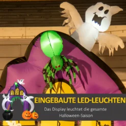 HOMCOM 280 Cm Halloween Deko Aufblasbarer Halloween-Torbogen Mit Kürbis Und Geist Bogen Deko Mit Eingebauten LEDs Gartendekoration Feiertagsdekorationen -Homcom 207879f84143fc512dce9a8e96ef644d