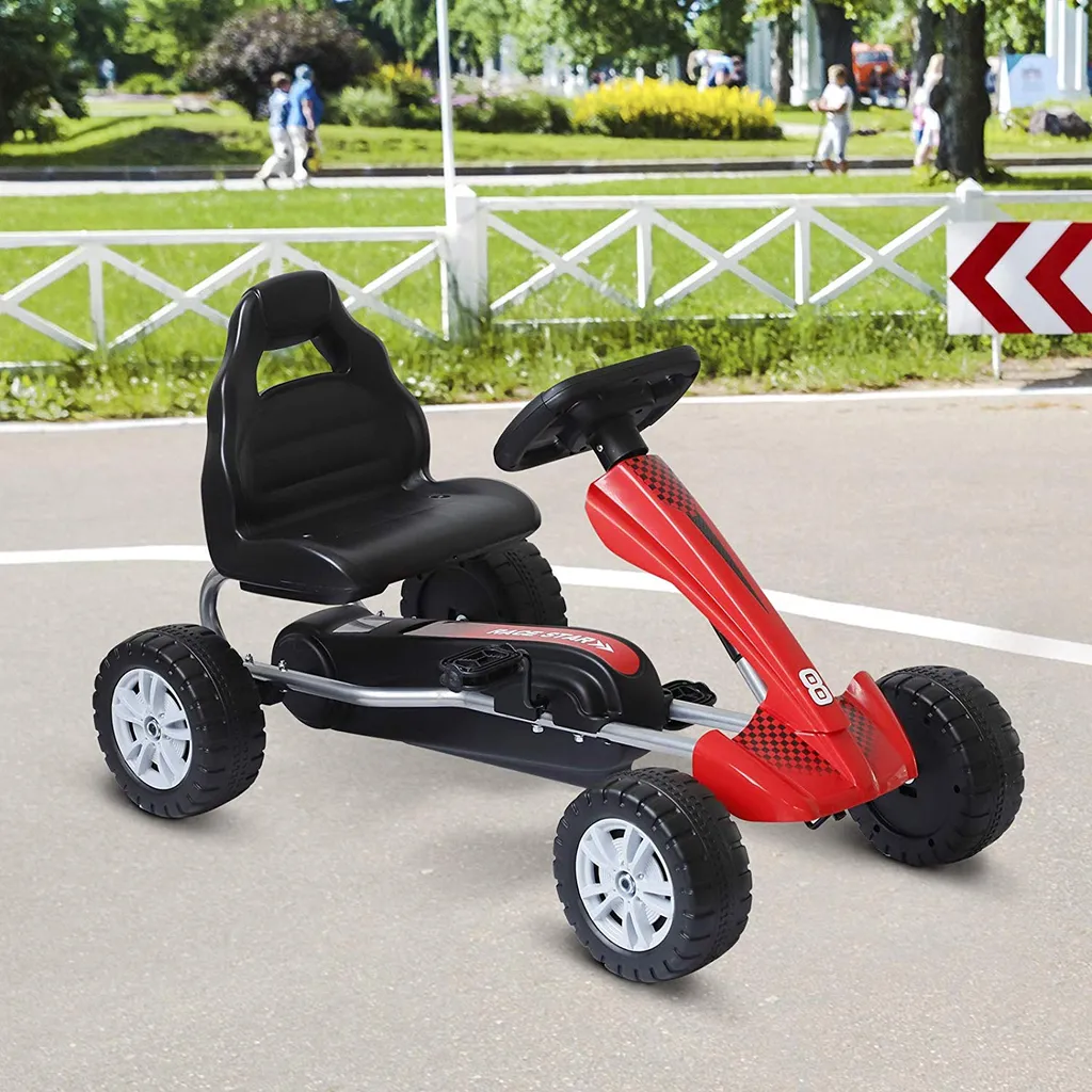 HOMCOM Go-Kart Für Kinder Tretfahrzeug Tretauto Kinderfahrzeug Mit Pedalen 4 Räder Metall + Kunststoff Rot Etwa 3 Jahre 4 HOMCOM Go-Kart Für Kinder Tretfahrzeug Tretauto Kinderfahrzeug Mit Pedalen 4 Räder Metall + Kunststoff Rot Etwa 3 Jahre – Bild 2