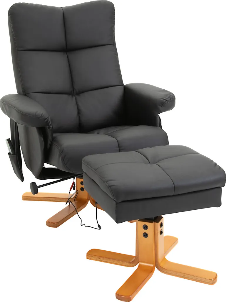 HOMCOM Massagesessel Mit Fußhocker Relaxsessel Fernsehsessel TV Sessel 145°-Neigung Kunstleder Schwarz 80 X 86 X 99 Cm 3 HOMCOM Massagesessel Mit Fußhocker Relaxsessel Fernsehsessel TV Sessel 145°-Neigung Kunstleder Schwarz 80 X 86 X 99 Cm