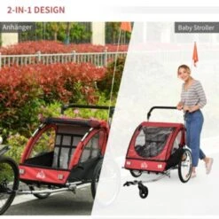 HOMCOM 2-in1 Fahrradanhänger Mit Platz Für 2 Kinder -Homcom 22846310 05