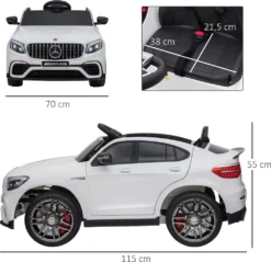 HOMCOM Kinderfahrzeug Elektroauto Fernbedienung MP3 3–8 Jahre PP Weiß 115 X 70 X 55 Cm -Homcom 228f5eea48383d8a91ecf2d1cc3f3d69