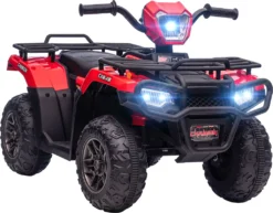 HOMCOM Elektro Kinderquad, Elektro-Quad Mit LED Und Musik, Elektroauto, Kinderfahrzeug Für Kinder Ab 3 Jahren, Kindermotorrad, Schwarz+Rot, 88 X 45 X 50 Cm