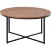 HOMCOM Couchtisch Rund In Holzoptik, Kaffeetisch, Metallbeine, Spanplatte, Braun, Ø80 X H45 Cm