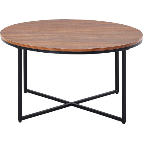 HOMCOM Couchtisch Rund In Holzoptik, Kaffeetisch, Metallbeine, Spanplatte, Braun, Ø80 X H45 Cm 3 HOMCOM Couchtisch Rund In Holzoptik, Kaffeetisch, Metallbeine, Spanplatte, Braun, Ø80 X H45 Cm