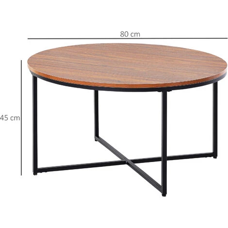 HOMCOM Couchtisch Rund In Holzoptik, Kaffeetisch, Metallbeine, Spanplatte, Braun, Ø80 X H45 Cm 4 HOMCOM Couchtisch Rund In Holzoptik, Kaffeetisch, Metallbeine, Spanplatte, Braun, Ø80 X H45 Cm – Bild 2