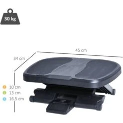 HOMCOM Fußstütze, Fußablage, Fußablage, 3 Höhen Verstellbar, HIPS, Schwarz, 45 X 34 X (10-16,5) Cm 9 HOMCOM Fußstütze, Fußablage, Fußablage, 3 Höhen Verstellbar, HIPS, Schwarz, 45 X 34 X (10-16,5) Cm -Homcom 23411754 3