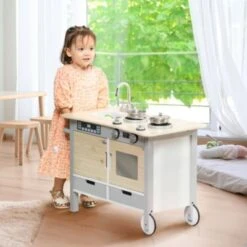 HOMCOM Kinderküche Mit Rädern Und Griff 11 HOMCOM Kinderküche Mit Rädern Und Griff -Homcom 23676013 04