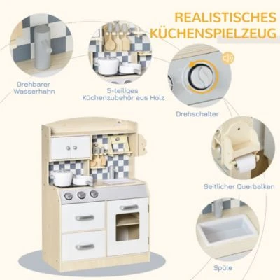 HOMCOM Kinderküchen Mit Kochgeschirrzubehör 8 HOMCOM Kinderküchen Mit Kochgeschirrzubehör – Bild 6