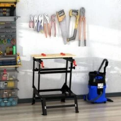 HOMCOM Werkbank Faltbares Design, Aufgedrucktes Lineal, 4 Verstellbare Drehzapfen Und 2 Kurbelarme -Homcom 23695064 04