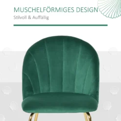 HOMCOM 2er-Set Küchenstühle Esszimmerstühle Polsterstuhl Mit Rückenlehne Wohnzimmerstuhl Essstühle Mit Metallbeinen Polyester-Gewebe Grün+Gold 52 X 52 X 81 Cm -Homcom 23c98bc1bf843bc6365d8e6ddd339edf