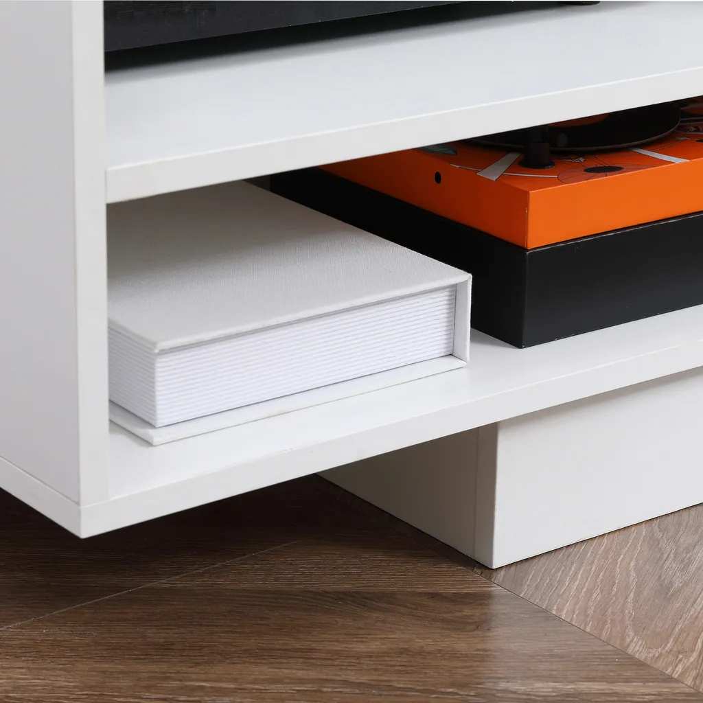 HOMCOM Wohnwand Wohnzimmer TV Set TV-Schrank Mit Wandregal Fernsehschrank Fernsehtisch TV Lowboard Mit Klappschrank Und Regal Weiß 150 X 31,5 X 40 Cm 10 HOMCOM Wohnwand Wohnzimmer TV Set TV-Schrank Mit Wandregal Fernsehschrank Fernsehtisch TV Lowboard Mit Klappschrank Und Regal Weiß 150 X 31,5 X 40 Cm – Bild 8