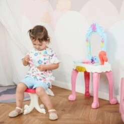 HOMCOM Kinderfrisiertisch-Set Mit Hocker Und Haartrockner -Homcom 24237368 04