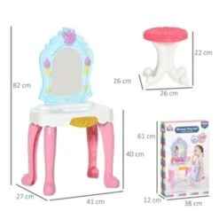 HOMCOM Kinderfrisiertisch-Set Mit Hocker Und Haartrockner -Homcom 24237368 05