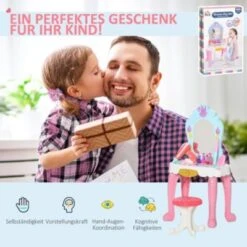 HOMCOM Kinderfrisiertisch-Set Mit Hocker Und Haartrockner -Homcom 24237368 06