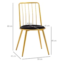 HOMCOM 2er Set Esszimmerstuhl Küchenstühle Polsterstühle Mit Metallrahmen Sitzbezug Aus Samt Vintage Stil Für Lounge Esszimmer Wohnzimmer Küche Schwarz+Gold 45 X 50 X 80 Cm -Homcom 259492afc1f5d637c4692da5a8f203b9