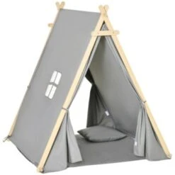 HOMCOM Kinder Tipi Zelt Mit Kissen, Bodenmatte Und Aufbewahrungstasche