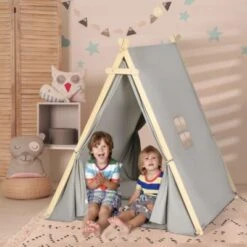 HOMCOM Kinder Tipi Zelt Mit Kissen, Bodenmatte Und Aufbewahrungstasche 10 HOMCOM Kinder Tipi Zelt Mit Kissen, Bodenmatte Und Aufbewahrungstasche -Homcom 26749510 03