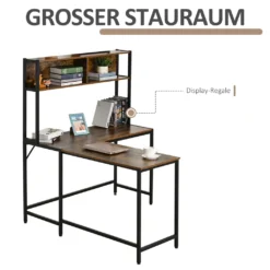 HOMCOM Computertisch, L-förmiger Eckschreibtisch, Schreibtisch, Bürotisch, Gamingtisch, PC-Tisch, Spanplatte+Metall, Natur+Schwarz, 140 X 125 X 149 Cm 14 HOMCOM Computertisch, L-förmiger Eckschreibtisch, Schreibtisch, Bürotisch, Gamingtisch, PC-Tisch, Spanplatte+Metall, Natur+Schwarz, 140 X 125 X 149 Cm -Homcom 2677e031e2997dbb97433aa0b7006418