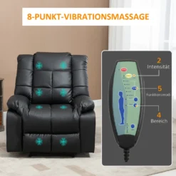 HOMCOM Elektrischer Massagesessel Relaxsessel Mit Liegefunktion Fernsehsessel Massagesofa Mit 8 Massagepunkte Und Tasche Schwarz 94 X 99 X 99 Cm -Homcom 270031b935eb208dc8da34a75dfbce0d