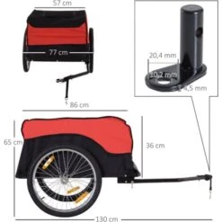 HOMCOM Transportanhänger Lastenanhänger Fahrrad Anhänge Lasten-Fahrradanhänger CargoTrailer (Rot-Schwarz) -Homcom 2719079 3