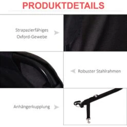 HOMCOM Transportanhänger Lastenanhänger Fahrrad Anhänge Lasten-Fahrradanhänger CargoTrailer (Rot-Schwarz) -Homcom 2719079 4