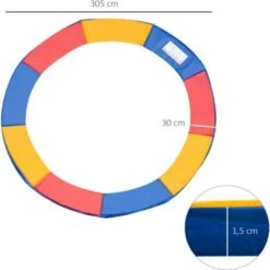 HOMCOM Trampolin Randabdeckung Sicherheitsnetz Wetterplane Leiter 8ft 10ft 12ft 15ft Randabdeckung: Ø 305cm-Bunt (Trampolin Nicht Enthalten) -Homcom 2719190 3