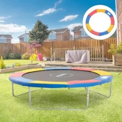 HOMCOM Trampolin Randabdeckung Sicherheitsnetz Wetterplane Leiter 8ft 10ft 12ft 15ft Randabdeckung: Ø 305cm-Bunt (Trampolin Nicht Enthalten) -Homcom 2719190 4