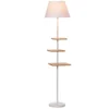 HOMCOM Stehlampe Stehleuchte Mit 3 Drehbaren Etagen Elegant Klassisch Für Wohnzimmer Schlafzimmer Büro Stahl Gummiholz T/C-Gewebe Marmor Weiß+Natur 38 X 38 X 155 Cm -Homcom 27b506418fc29f10a9a6e79e0444270b