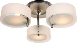 HOMCOM Deckenlampe Deckenleuchte Kronleuchter 40W Leuchte 3-flammig Chrom Acryl E27, Warmweiß, Ø64xH20cm