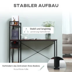 HOMCOM Schreibtisch Computertisch Arbeitstisch Bürotisch Mit Regal Schwarz 120x64x121cm -Homcom 28af3b0361b752b4b7321e08679d5a06