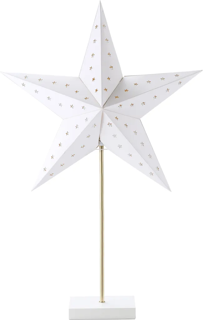 HOMCOM Tischlampe Stern Weihnachtsstern Lampe Papierstern Lampe Tischleuchte 5 Zacken 71 Cm Leuchtstern Weihnachtsdekoration Weiß+Gold 3 HOMCOM Tischlampe Stern Weihnachtsstern Lampe Papierstern Lampe Tischleuchte 5 Zacken 71 Cm Leuchtstern Weihnachtsdekoration Weiß+Gold
