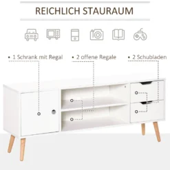 HOMCOM TV Lowboard Fernsehtisch Fernsehschrank Mit Schrank 2 Schubladen Holzfüße Wohnzimmer Weiß 120 X 28 X 44 Cm 14 HOMCOM TV Lowboard Fernsehtisch Fernsehschrank Mit Schrank 2 Schubladen Holzfüße Wohnzimmer Weiß 120 X 28 X 44 Cm -Homcom 294889abc7a67ea7f1882378ffb296fb
