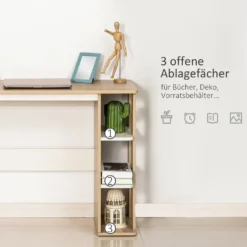 HOMCOM Schreibtisch Mit Regal Bücherregal Computertisch Bürotisch Spanplatte Natur+Weiß 100 X 44 X 74 Cm -Homcom 29cc309e4837c749ba466408e669b56e