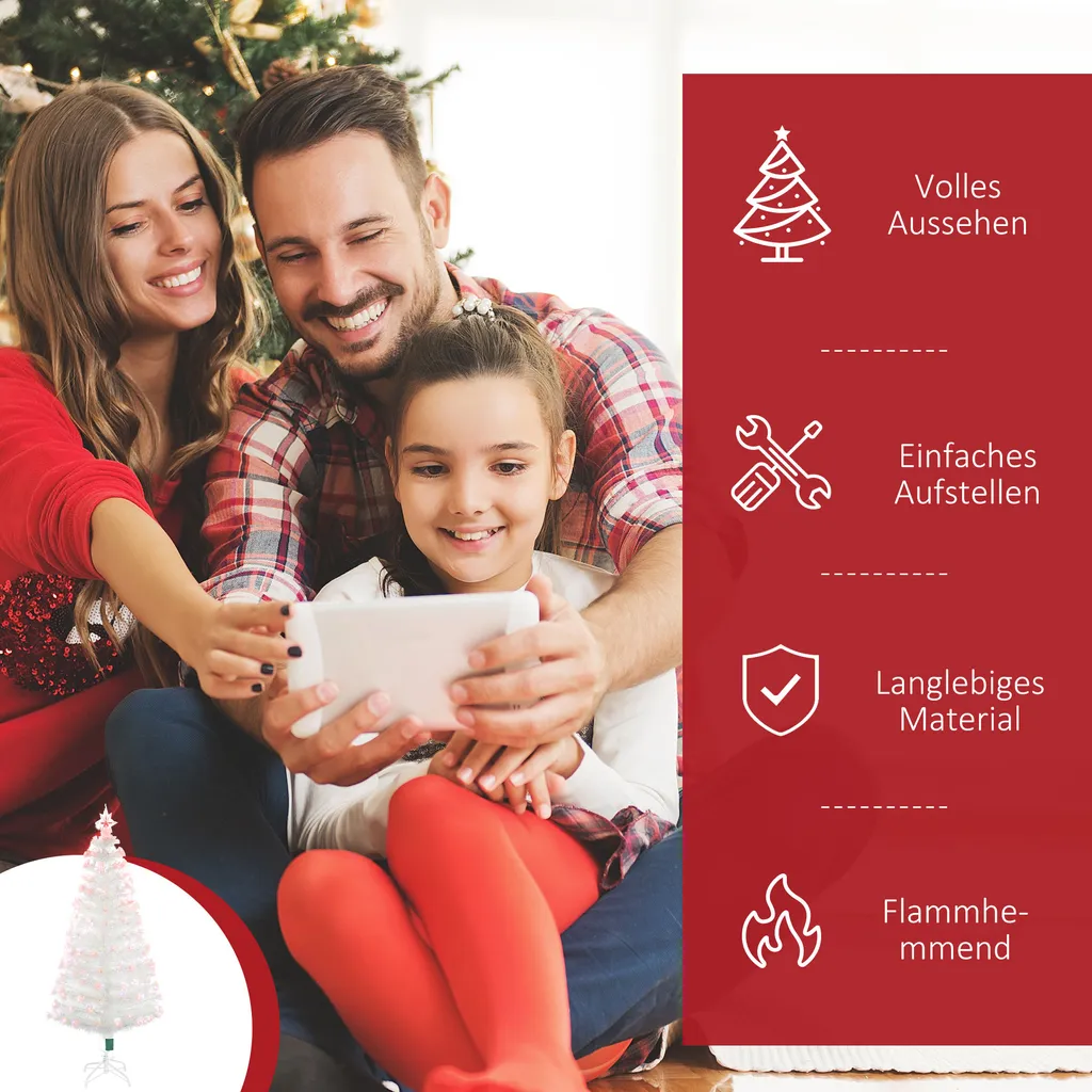 HOMCOM Weihnachtsbaum 1,2 M Christbaum Kunsttanne 130 Zweige Mit RGB Led-Leuchten Metallfuß PVC Weiß Ø45 X 120H Cm 6 HOMCOM Weihnachtsbaum 1,2 M Christbaum Kunsttanne 130 Zweige Mit RGB Led-Leuchten Metallfuß PVC Weiß Ø45 X 120H Cm – Bild 4