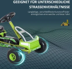 HOMCOM Kinder Go Kart Tretauto Tretfahrzeug Kinderfahrzeug Mit Verstellbarem Sitz Pedalfahrzeug Mit Handbremse Ab 3 Jahren Grün 95 X 66,5 X 57cm 16 HOMCOM Kinder Go Kart Tretauto Tretfahrzeug Kinderfahrzeug Mit Verstellbarem Sitz Pedalfahrzeug Mit Handbremse Ab 3 Jahren Grün 95 X 66,5 X 57cm -Homcom 2a7902b066f1b54279c645612f052cd3