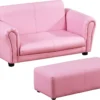 HOMCOM Kindersessel Mit Fußhocker, Kindercouch Mit Hocker, Kindersofa, Sofa Sessel, Rosa -Homcom 2b11ce00447d8971980b9f3f7d9e4d42
