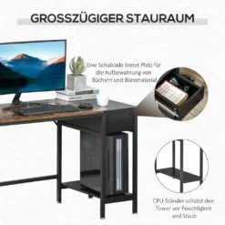 HOMCOM Schreibtisch Mit Regal Computertisch Höhenverstellbar Bürotisch Spanplatte Metall Rustikales Braun+Schwarz 120 X 60 X 75 Cm 13 HOMCOM Schreibtisch Mit Regal Computertisch Höhenverstellbar Bürotisch Spanplatte Metall Rustikales Braun+Schwarz 120 X 60 X 75 Cm -Homcom 2c986132c4462d3c89fd2fb230c05d88