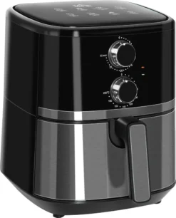 HOMCOM Heißluftfritteuse 4,5 L 1500W Mit 8 Menüs Antihaftbeschichteter Korb Für Gesundes ölfreies Fettarmes Kochen Stahl Schwarz 35,5 X 28 X 33,8 Cm