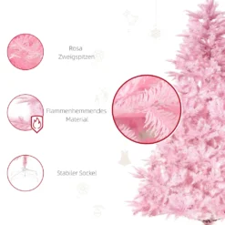 HOMCOM Künstlicher Weihnachtsbaum 1,5 M Christbaum Mit Abnehmbarer Und Faltbarer Basis Tannenbaum Einfacher Aufbau 576 Äste Flammhemmend Automatisch PVC Rosa Ø75 X 150 Cm -Homcom 2fe2b3ad2eca5036ca5971ff9aac7ec2