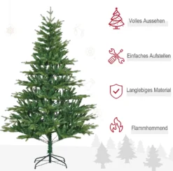 HOMCOM Künstlicher Weihnachtsbaum 210 Cm Mit 2551 Astspitzen Christbaum Tannenbaum Mit Standfuß Flammhemmend PVC PE Metall Grün -Homcom 311d3b7c55b353d711006c2a8e010ac0
